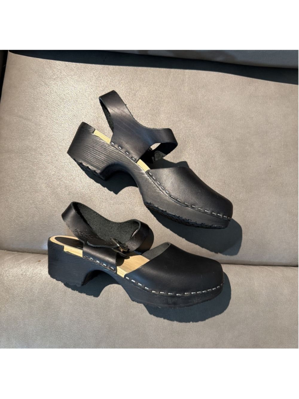 WOMEN’S LOTTA’S CLOG SANDALS SWEDEN STOCKHOLM BLACK LEATHER SIZE 39 EU - Picture 8 of 11